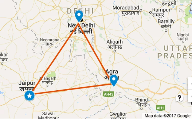 Golden Triangle Tour India Route Map